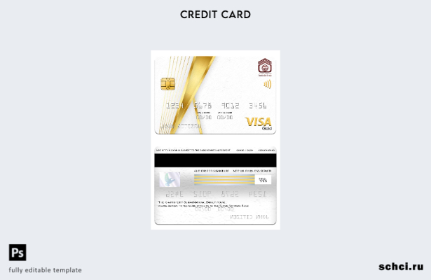 цифровая загрузка шаблона карты Visa Gold Национального банка Судана